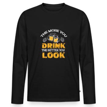 Feiern Bier Party Spruch I Biertrinken - Männer Premium Bio Langarmshirt - Schwarz - Vorne - Nico (187cm)