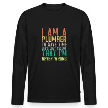 Handwerker Installateur Spruch Klempner - Männer Premium Bio Langarmshirt - Schwarz - Vorne - Nico (187cm)
