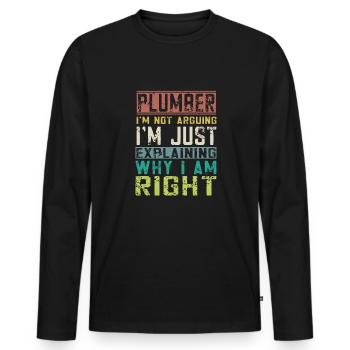 Handwerker Installateur Spruch Klempner - Männer Premium Bio Langarmshirt - Schwarz - Vorne - Nico (187cm)