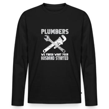 Handwerker Installateur Spruch Klempner - Männer Premium Bio Langarmshirt - Schwarz - Vorne - Nico (187cm)