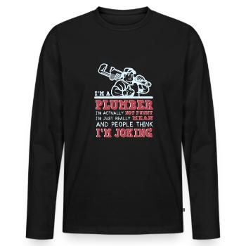 Handwerker Installateur Spruch Klempner - Männer Premium Bio Langarmshirt - Schwarz - Vorne - Nico (187cm)