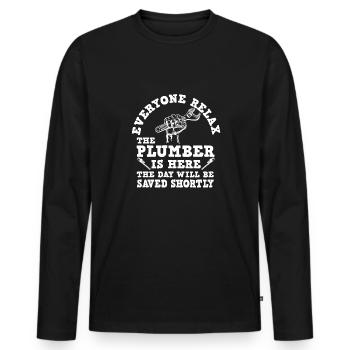 Handwerker Installateur Spruch Klempner - Männer Premium Bio Langarmshirt - Schwarz - Vorne - Nico (187cm)