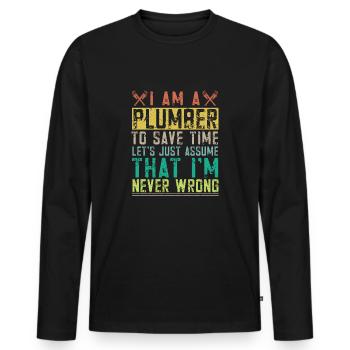 Handwerker Installateur Spruch Klempner - Männer Premium Bio Langarmshirt - Schwarz - Vorne - Nico (187cm)