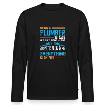 Handwerker Installateur Spruch Klempner - Männer Premium Bio Langarmshirt - Schwarz - Vorne - Nico (187cm)