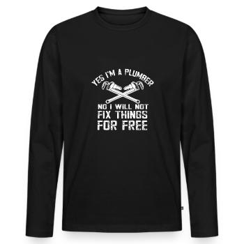 Handwerker Installateur Spruch Klempner - Männer Premium Bio Langarmshirt - Schwarz - Vorne - Nico (187cm)