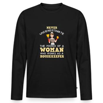 Putzfrau Spruch Reinigungskraft Putzfee - Männer Premium Bio Langarmshirt - Schwarz - Vorne - Nico (187cm)