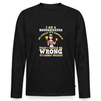 Putzfrau Spruch Reinigungskraft Putzfee - Männer Premium Bio Langarmshirt - Schwarz - Vorne - Nico (187cm)