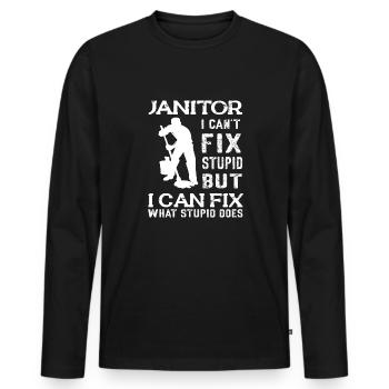 Putzfrau Spruch Reinigungskraft Putzfee - Männer Premium Bio Langarmshirt - Schwarz - Vorne - Nico (187cm)