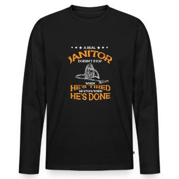 Putzfrau Spruch Reinigungskraft Putzfee - Männer Premium Bio Langarmshirt - Schwarz - Vorne - Nico (187cm)