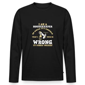 Putzfrau Spruch Reinigungskraft Putzfee - Männer Premium Bio Langarmshirt - Schwarz - Vorne - Nico (187cm)