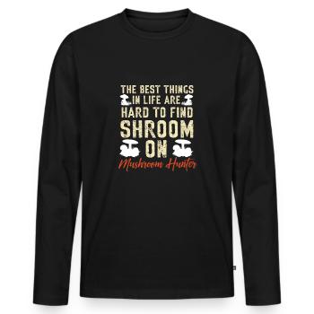 Pilzsammler Pilz Motiv für Pilzsucher - Männer Premium Bio Langarmshirt - Schwarz - Vorne - Nico (187cm)