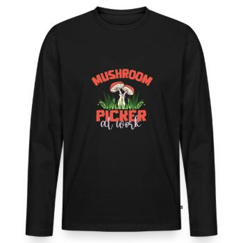 Pilzsammler Pilz Motiv für Pilzsucher - Männer Premium Bio Langarmshirt - Schwarz - Vorne - Nico (187cm)