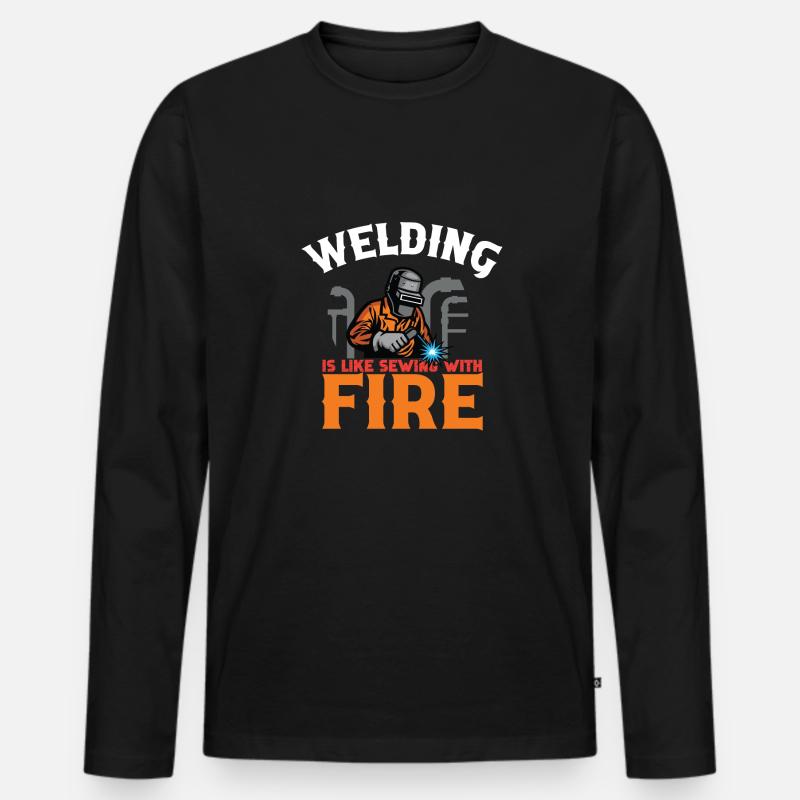 Schweißen Schweißer Spruch Schlosser - Männer Premium Bio Langarmshirt - Schwarz