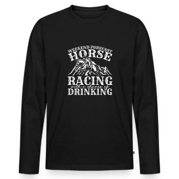 Prévisions de week-end Courses de chevaux - T-shirt manches longues Premium bio Homme - noir - Devant - Nico (187cm)