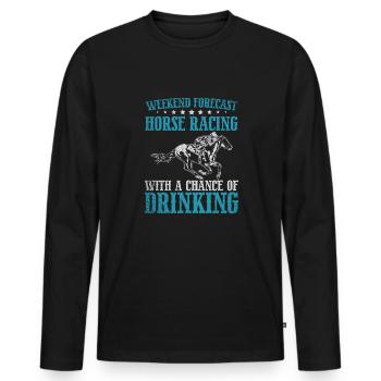 Prévisions de week-end Courses de chevaux - T-shirt manches longues Premium bio Homme - noir - Devant - Nico (187cm)