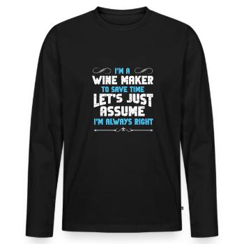 Winzer Wein Spruch für Weinliebhaber - Männer Premium Bio Langarmshirt - Schwarz - Vorne - Nico (187cm)