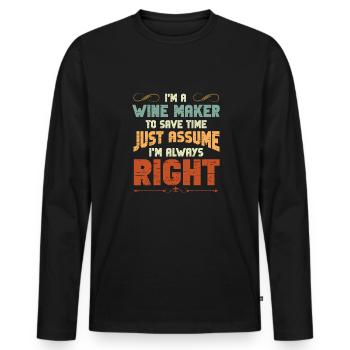 Winzer Wein Spruch für Weinliebhaber - Männer Premium Bio Langarmshirt - Schwarz - Vorne - Nico (187cm)
