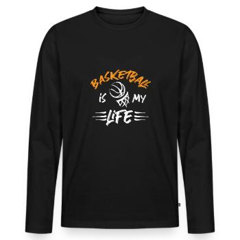 Basketball Spruch Motiv I Basketballer - Männer Premium Bio Langarmshirt - Schwarz - Vorne - Nico (187cm)
