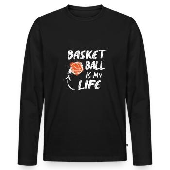 Basketball Spruch Motiv I Basketballer - Männer Premium Bio Langarmshirt - Schwarz - Vorne - Nico (187cm)