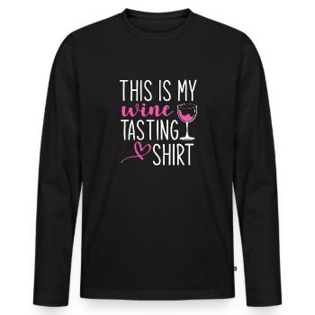 This Is My Wine Tasting - Men's Premium Organic Long Sleeve Shirt - black - Front - Nico (187cm)