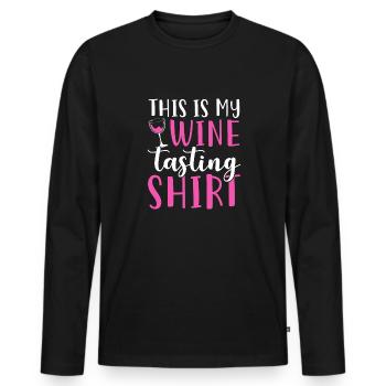 This Is My Wine Tasting - Men's Premium Organic Long Sleeve Shirt - black - Front - Nico (187cm)