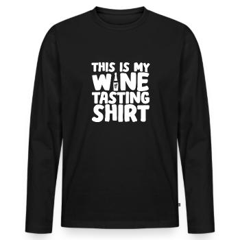 This Is My Wine Tasting - Men's Premium Organic Long Sleeve Shirt - black - Front - Nico (187cm)