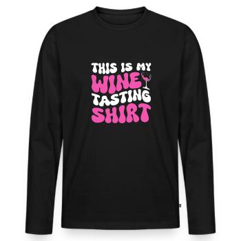 This Is My Wine Tasting - Men's Premium Organic Long Sleeve Shirt - black - Front - Nico (187cm)