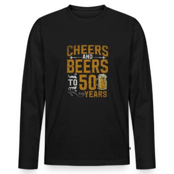 Cheers And Beers To Fifty Years Birthday - Men's Premium Organic Long Sleeve Shirt - black - Front - Nico (187cm)