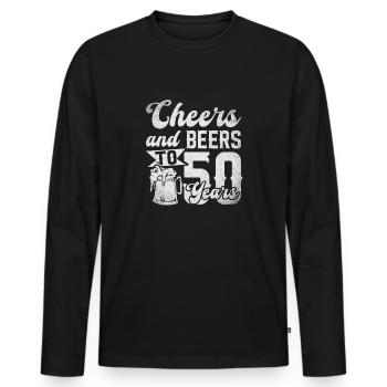 Cheers And Beers To Fifty Years Birthday - Men's Premium Organic Long Sleeve Shirt - black - Front - Nico (187cm)