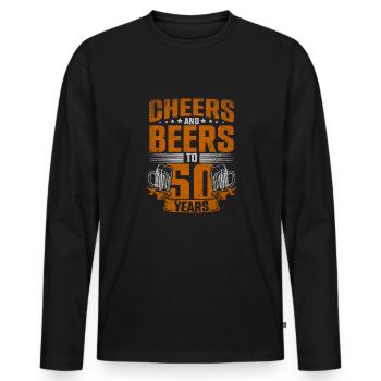 Cheers And Beers To Fifty Years Birthday - Men's Premium Organic Long Sleeve Shirt - black - Front - Nico (187cm)