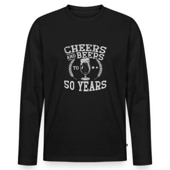 Cheers And Beers To Fifty Years Geburtstag - Men's Premium Organic Long Sleeve Shirt - black - Front - Nico (187cm)