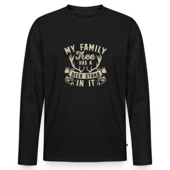 My Family Tree Has A Deer Stand In It Jäger Jagd - Männer Premium Bio Langarmshirt - Schwarz - Vorne - Nico (187cm)