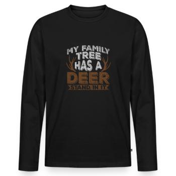 My Family Tree Has A Deer Stand In It Jäger Jagd - Männer Premium Bio Langarmshirt - Schwarz - Vorne - Nico (187cm)