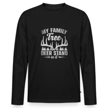 My Family Tree Has A Deer Stand In It Jäger Jagd - Männer Premium Bio Langarmshirt - Schwarz - Vorne - Nico (187cm)