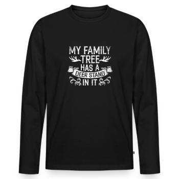 My Family Tree Has A Deer Stand In It Jäger Jagd - Männer Premium Bio Langarmshirt - Schwarz - Vorne - Nico (187cm)