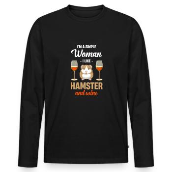 I'm a simple woman, I love hamsters and - Men's Premium Organic Long Sleeve Shirt - black - Front - Nico (187cm)