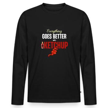 Mit Ketchup-senf-gewürzen Geht Alles Besser - Männer Premium Bio Langarmshirt - Schwarz - Vorne - Nico (187cm)