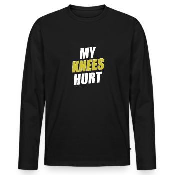 Ma douleur au genou drôle de blessure - T-shirt manches longues Premium bio Homme - noir - Devant - Nico (187cm)