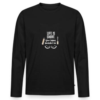 Life is short, your eyelashes shouldn't be in the - Men's Premium Organic Long Sleeve Shirt - black - Front - Nico (187cm)
