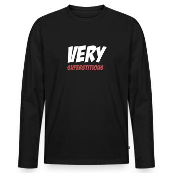 superstitious, funny, unhappy, occult - Men's Premium Organic Long Sleeve Shirt - black - Front - Nico (187cm)