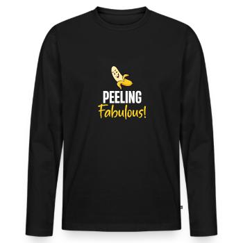 Exfoliating Fabulous! Banana puns - Men's Premium Organic Long Sleeve Shirt - black - Front - Nico (187cm)