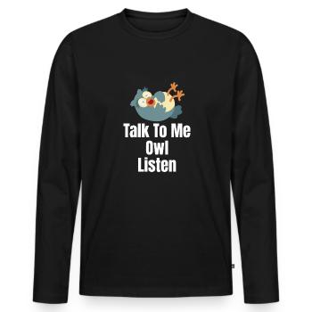 Parlez-moi hibou écouter Halloween Costume oiseaux - T-shirt manches longues Premium bio Homme - noir - Devant - Nico (187cm)