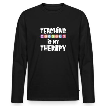 Les cours de maternelle sont mes - T-shirt manches longues Premium bio Homme - noir - Devant - Nico (187cm)