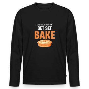 Ready, ready, pastries, pastries, - Men's Premium Organic Long Sleeve Shirt - black - Front - Nico (187cm)