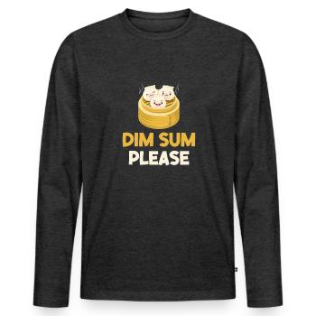 Dimsum Please Hongkong Siomai Zum Mitnehmen - Männer Premium Bio Langarmshirt - Anthrazit meliert - Vorne - Nico (187cm)