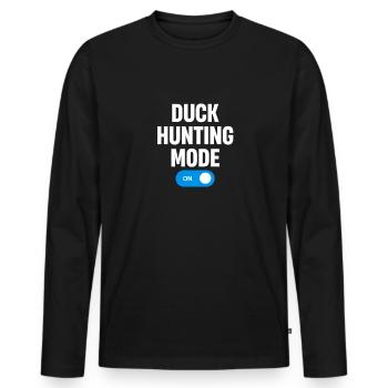 Mode Chasse Au Canard Sur Drôle D’oies Farming Camouflage - T-shirt manches longues Premium bio Homme - noir - Devant - Nico (187cm)