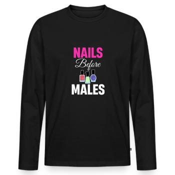 Nägel Vor Männern Kunst Manikürist Groomer - Männer Premium Bio Langarmshirt - Schwarz - Vorne - Nico (187cm)