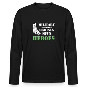 militaire, parce que même les héros de la marine - T-shirt manches longues Premium bio Homme - noir - Devant - Nico (187cm)