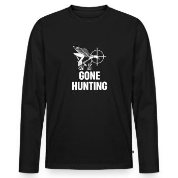 Gone Hunting Funny Duck Hunting Geese Farming - Men's Premium Organic Long Sleeve Shirt - black - Front - Nico (187cm)