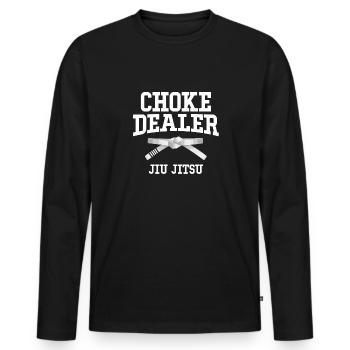 Choke Dealer Jiujitsu Karate Boxen Muay Thai - Männer Premium Bio Langarmshirt - Schwarz - Vorne - Nico (187cm)